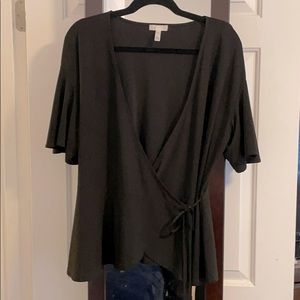Leith black wrap blouse.